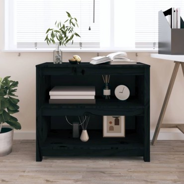 vidaXL Βιβλιοθήκη Μαύρη 50x35x68cm από Μασίφ Ξύλο Πεύκου 1 τεμ.