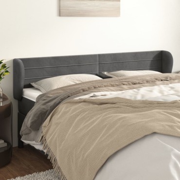 vidaXL Κεφαλάρι με Πτερύγια Σκούρο Γκρι 163x23x78/88cm Βελούδινο 1 τεμ.