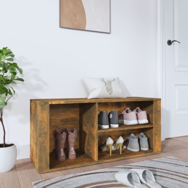 vidaXL Παπουτσοθήκη Καπνιστή Δρυς 100x35x45cm από Επεξεργασμένο Ξύλο