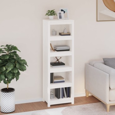 vidaXL Βιβλιοθήκη Λευκή 50x35x154cm από Μασίφ Ξύλο Πεύκου 1 τεμ.