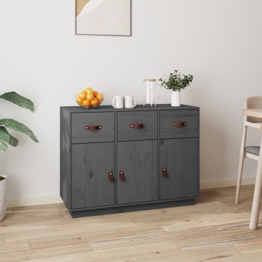 vidaXL Συρταριέρα Γκρι 100x40x75cm από Μασίφ Ξύλο Πεύκου 1 τεμ.