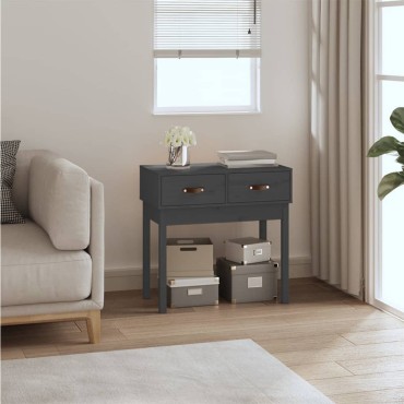 vidaXL Τραπέζι Κονσόλα Γκρί 76,5x40x75cm από Μασίφ Ξύλο Πεύκου 1 τεμ.