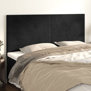 vidaXL Κεφαλάρια Κρεβατιού 4 τεμ. Μαύρο 100x5x78/88cm Βελούδινο