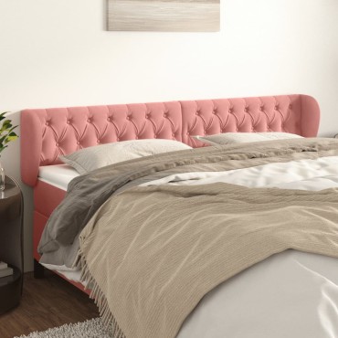 vidaXL Κεφαλάρι με Πτερύγια Ροζ 203x23x78/88cm Βελούδινο 1 τεμ.