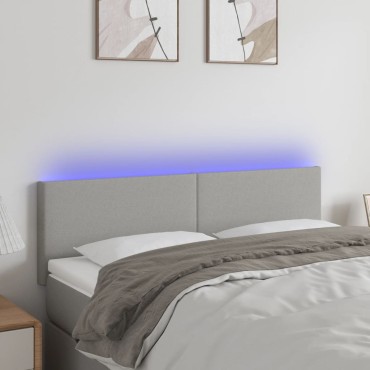 vidaXL Κεφαλάρι Κρεβατιού LED Ανοιχτό Γκρι 144x5x78/88cm Υφασμάτινο 1 τεμ.