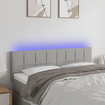 vidaXL Κεφαλάρι Κρεβατιού LED Ανοιχτό Γκρι 144x5x78/88cm Υφασμάτινο 1 τεμ.