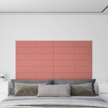 vidaXL Πάνελ Τοίχου 12 τεμ. Ροζ 90x15 εκ. 1,62 μ² Βελούδινα