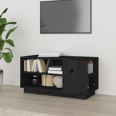 vidaXL Έπιπλο Τηλεόρασης Μαύρο 80x35x40,5cm από Μασίφ Ξύλο Πεύκου