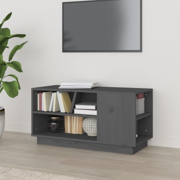 vidaXL Έπιπλο Τηλεόρασης Γκρι 80x35x40,5cm από Μασίφ Ξύλο Πεύκου