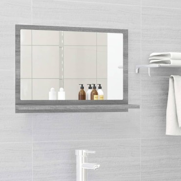 vidaXL Καθρέφτης Μπάνιου Γκρι Sonoma 60x10,5x37cm Επεξεργασμένο Ξύλο 1 τεμ.