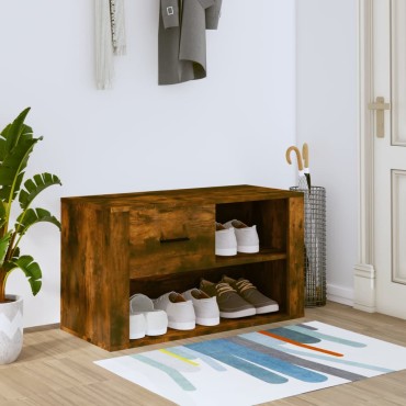 vidaXL Παπουτσοθήκη Καπνιστή Δρυς 80x35x45cm από Επεξεργασμένο Ξύλο