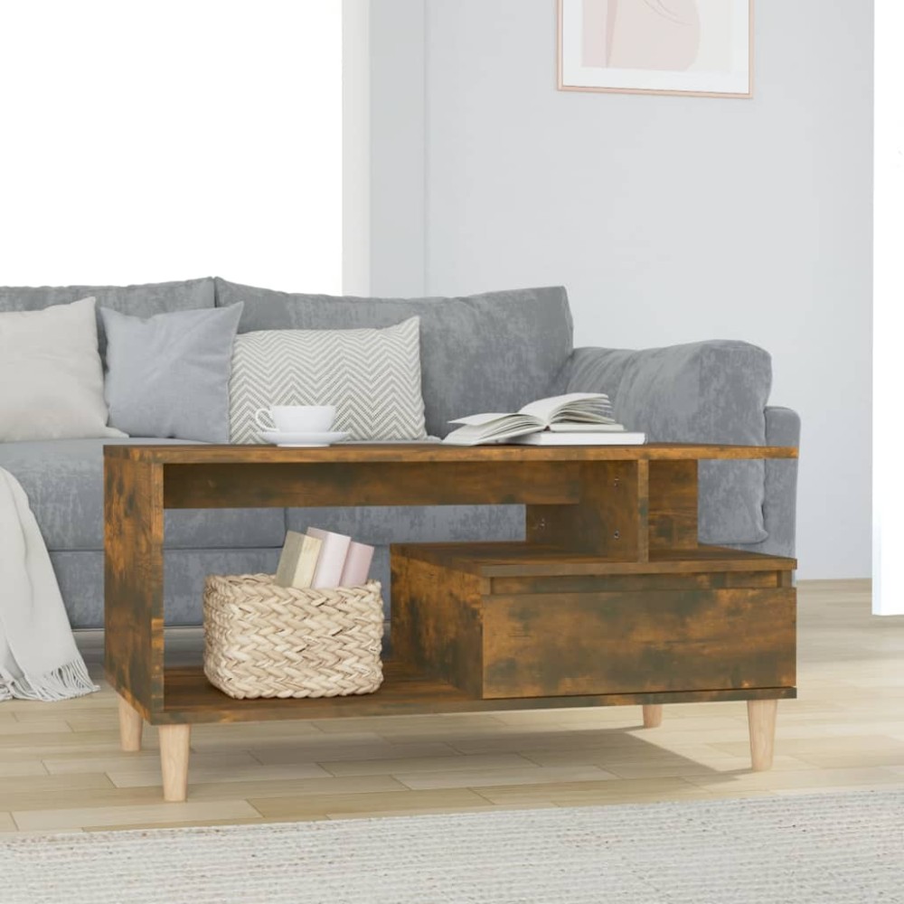 vidaXL Τραπεζάκι Σαλονιού Καπνιστή Δρυς 90x49x45cm Επεξεργασμ. Ξύλο 1 τεμ.