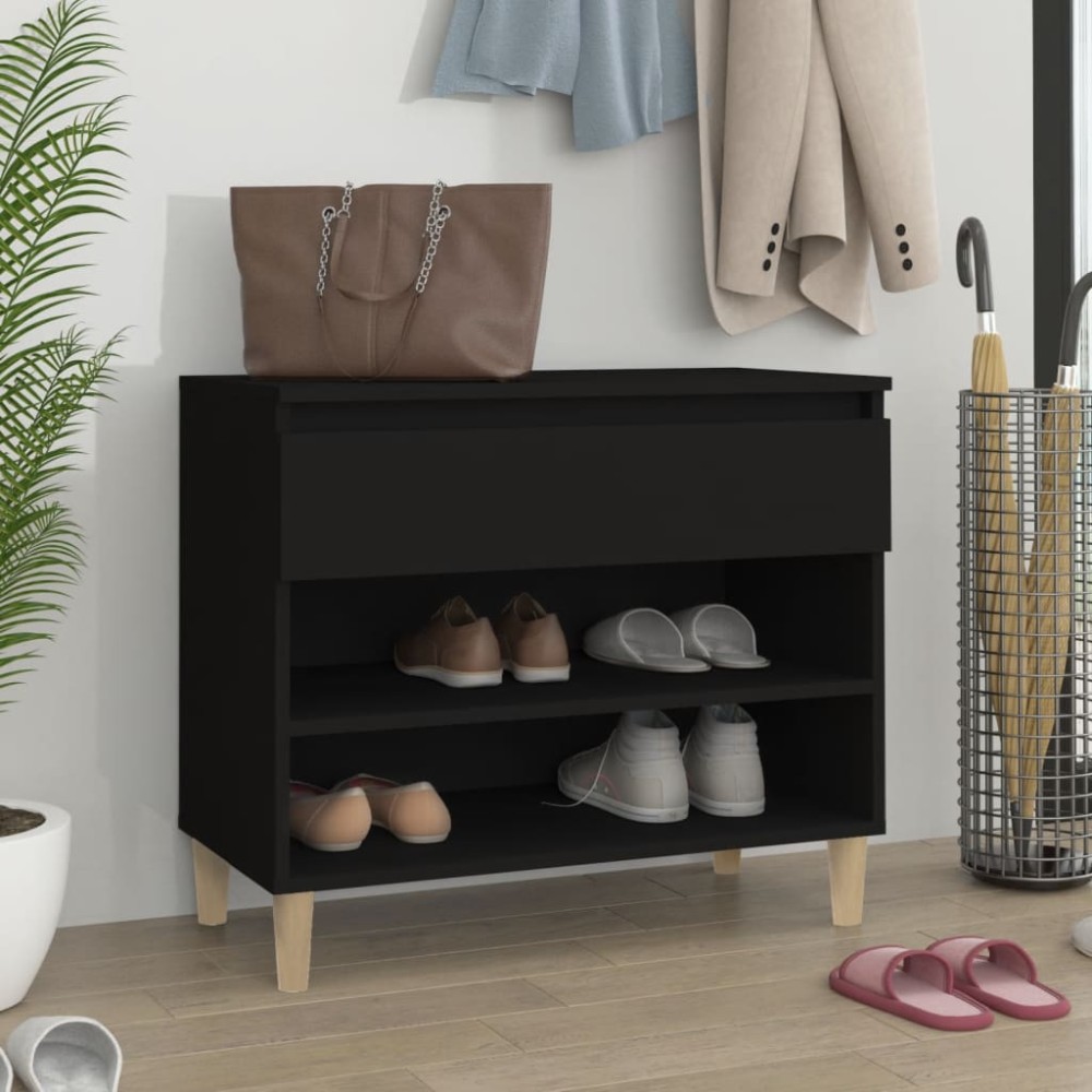 vidaXL Παπουτσοθήκη Μαύρη 70x36x60cm από Επεξεργασμένο Ξύλο