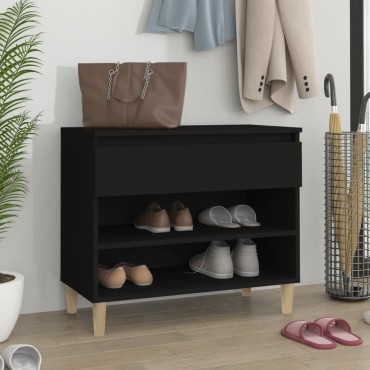 vidaXL Παπουτσοθήκη Μαύρη 70x36x60cm από Επεξεργασμένο Ξύλο