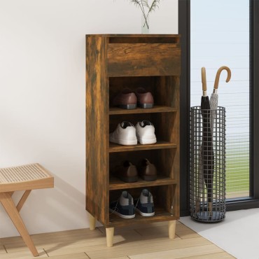 vidaXL Παπουτσοθήκη Καπνιστή Δρυς 40x36x105cm από Επεξεργασμένο Ξύλο