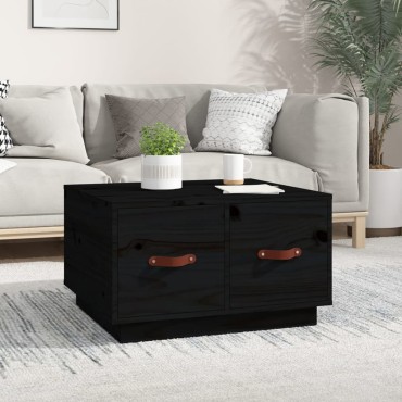 vidaXL Τραπεζάκι Σαλονιού Μαύρο 60x53x35cm από Μασίφ Ξύλο Πεύκου 1 τεμ.