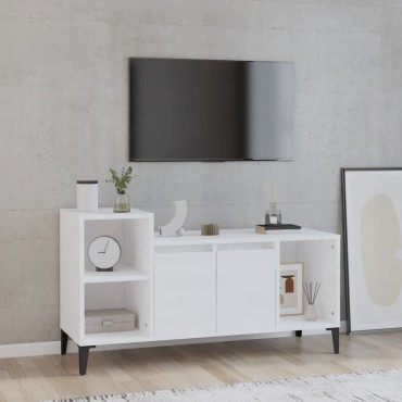 vidaXL Έπιπλο Τηλεόρασης Γυαλ. Λευκό 100x35x55cm Επεξεργασμένο Ξύλο