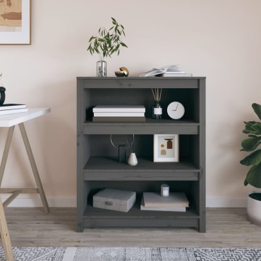 vidaXL Βιβλιοθήκη Γκρι 80x35x97cm από Μασίφ Ξύλο Πεύκου 1 τεμ.