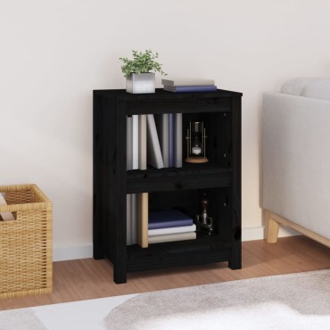 vidaXL Βιβλιοθήκη Μαύρη 50x35x68cm από Μασίφ Ξύλο Πεύκου 1 τεμ.