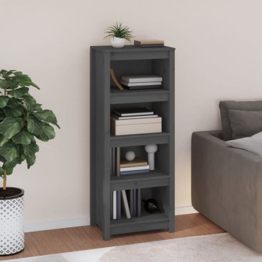 vidaXL Βιβλιοθήκη Γκρι 50x35x125,5cm από Μασίφ Ξύλο Πεύκου 1 τεμ.