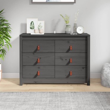 vidaXL Βοηθητικό Ντουλάπι Γκρι 100x40x72cm από Μασίφ Ξύλο Πεύκου 1 τεμ.