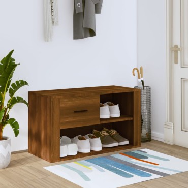 vidaXL Παπουτσοθήκη Καφέ Δρυς 80x35x45cm από Επεξεργασμένο Ξύλο