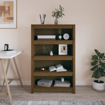 vidaXL Βιβλιοθήκη Μελί 80x35x126cm από Μασίφ Ξύλο Πεύκου 1 τεμ.