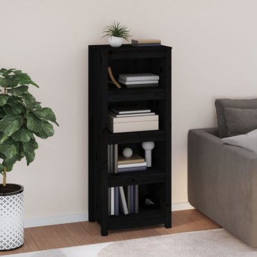 vidaXL Βιβλιοθήκη Μαύρη 50x35x125,5cm από Μασίφ Ξύλο Πεύκου 1 τεμ.
