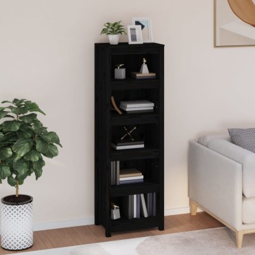 vidaXL Βιβλιοθήκη Μαύρη 50x35x154cm από Μασίφ Ξύλο Πεύκου 1 τεμ.