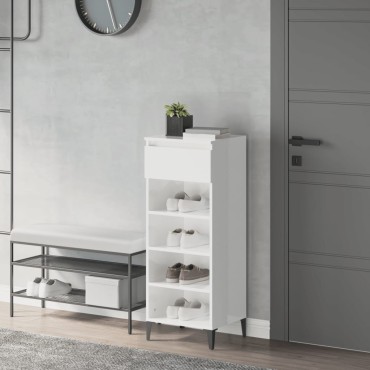 vidaXL Παπουτσοθήκη Γυαλιστερή Λευκή 40x36x105cm Επεξεργασμένο Ξύλο