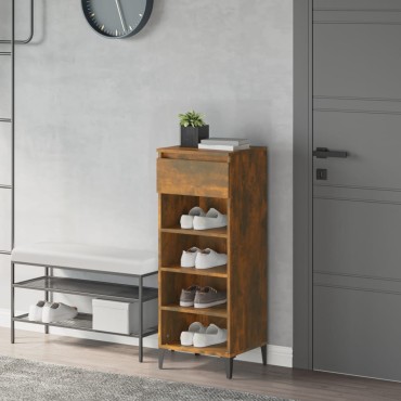 vidaXL Παπουτσοθήκη Καπνιστή Δρυς 40x36x105cm Επεξεργασμένο Ξύλο