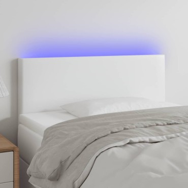 vidaXL Κεφαλάρι Κρεβατιού LED Λευκό 80x5x78/88cm από Συνθετικό Δέρμα 1 τεμ.