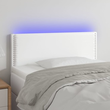 vidaXL Κεφαλάρι Κρεβατιού LED Λευκό 80x5x78/88cm από Συνθετικό Δέρμα 1 τεμ.