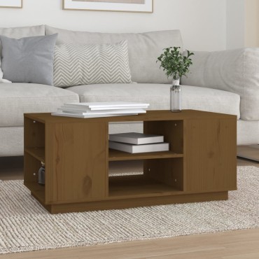vidaXL Τραπεζάκι Σαλονιού Καφέ Μελί 90x49x40,5cm Μασίφ Ξύλο Πεύκου 1 τεμ.