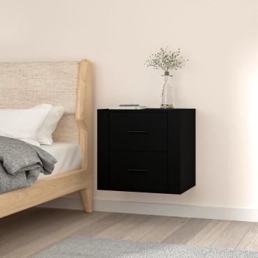 vidaXL Κομοδίνο Επιτοίχιο Μαύρα 50x36 x47cm 1 τεμ.
