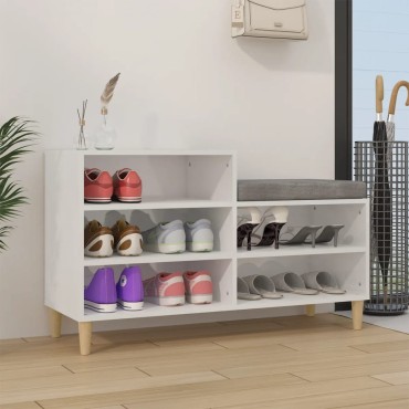 vidaXL Παπουτσοθήκη Γυαλιστερό Λευκό 102x36x60cm Επεξεργασμένο Ξύλο