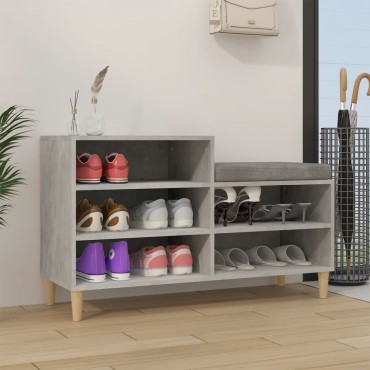 vidaXL Παπουτσοθήκη Γκρι Σκυροδέματος 102x36x60cm Επεξεργασμένο Ξύλο