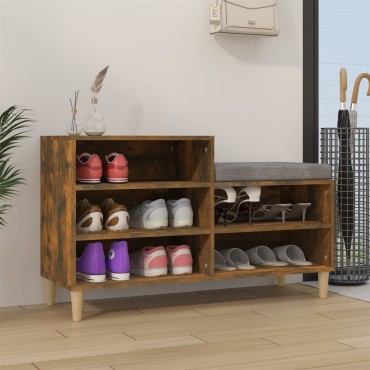 vidaXL Παπουτσοθήκη Καπνιστή Δρυς 102x36x60cm από Επεξεργασμένο Ξύλο
