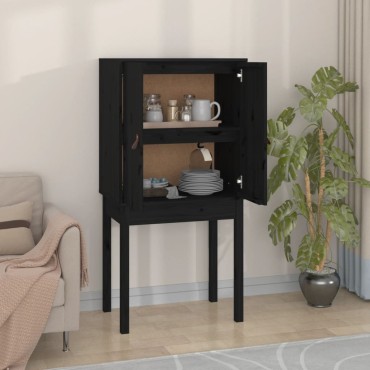 vidaXL Ντουλάπι Ψηλό Μαύρο 60x40x120cm από Μασίφ Ξύλο Πεύκου 1 τεμ.