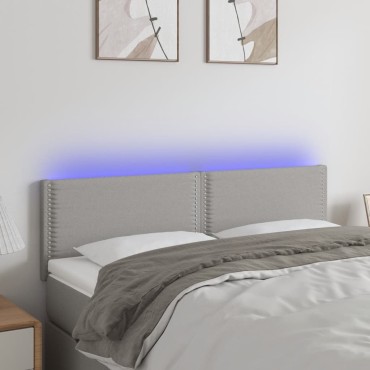 vidaXL Κεφαλάρι Κρεβατιού LED Ανοιχτό Γκρι 144x5x78/88cm Υφασμάτινο 1 τεμ.