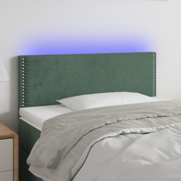 vidaXL Κεφαλάρι Κρεβατιού LED Σκούρο Πράσινο 80x5x78/88cm Βελούδινο 1 τεμ.