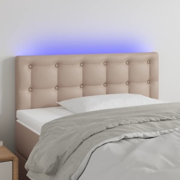 vidaXL Κεφαλάρι Κρεβατιού LED Καπουτσίνο 80x5x78/88cm Συνθετ. Δέρμα 1 τεμ.