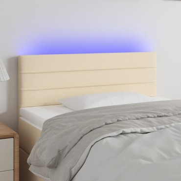 vidaXL Κεφαλάρι Κρεβατιού LED Κρεμ 80x5x78/88cm Υφασμάτινο 1 τεμ.