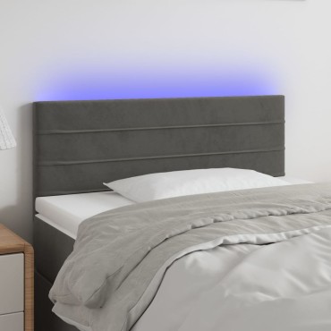 vidaXL Κεφαλάρι Κρεβατιού LED Σκούρο Γκρι 80x5x78/88cm Βελούδινο 1 τεμ.