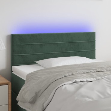 vidaXL Κεφαλάρι Κρεβατιού LED Σκούρο Πράσινο 80x5x78/88cm Βελούδινο 1 τεμ.