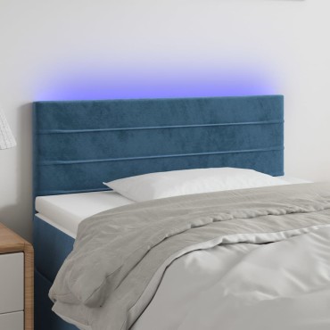 vidaXL Κεφαλάρι Κρεβατιού LED Σκούρο Μπλε 80x5x78/88cm Βελούδινο 1 τεμ.