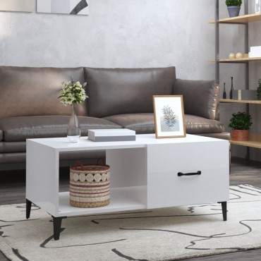 vidaXL Τραπεζάκι Σαλονιού Γυαλ. Λευκό 90x50x40cm Επεξεργ. Ξύλο 1 τεμ.
