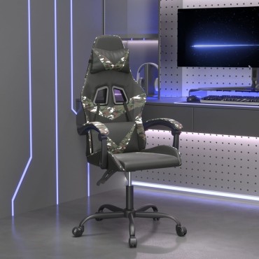 vidaXL Καρέκλα Gaming Περιστρεφόμενη Μαύρη/Παραλλαγή Συνθετικό Δέρμα 57,5x59,5x(121-131)cm 1 τεμ.