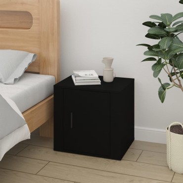 vidaXL Κομοδίνο Μαύρο 50x39x47cm 1 τεμ.