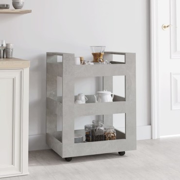 vidaXL Τρόλεϊ Κουζίνας Γκρι Σκυρ. 60x45x80cm από Επεξεργασμένο Ξύλο 1 τεμ.